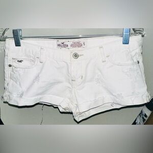 Hollister White Distressed Denim Shorts Y2K